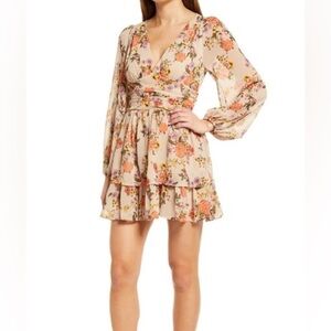Lulu’s Sweet Type of Love Floral Longsleeve Mini Dress, Size Small